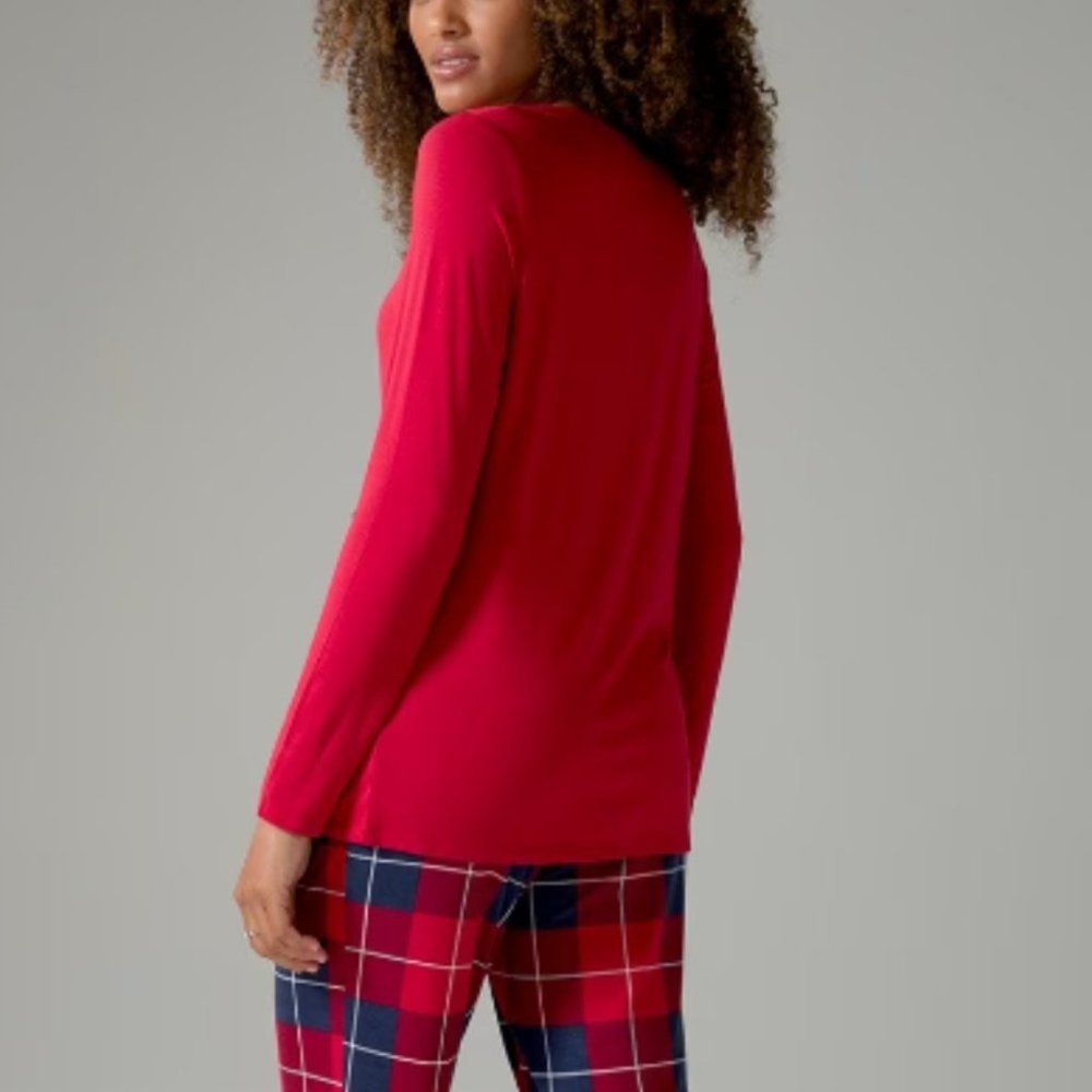 NWT Soma COOL NIGHTS Long Sleeve Pj Set  - Color -BLANKET PLAID NAVY - Size L - Picture 7 of 11